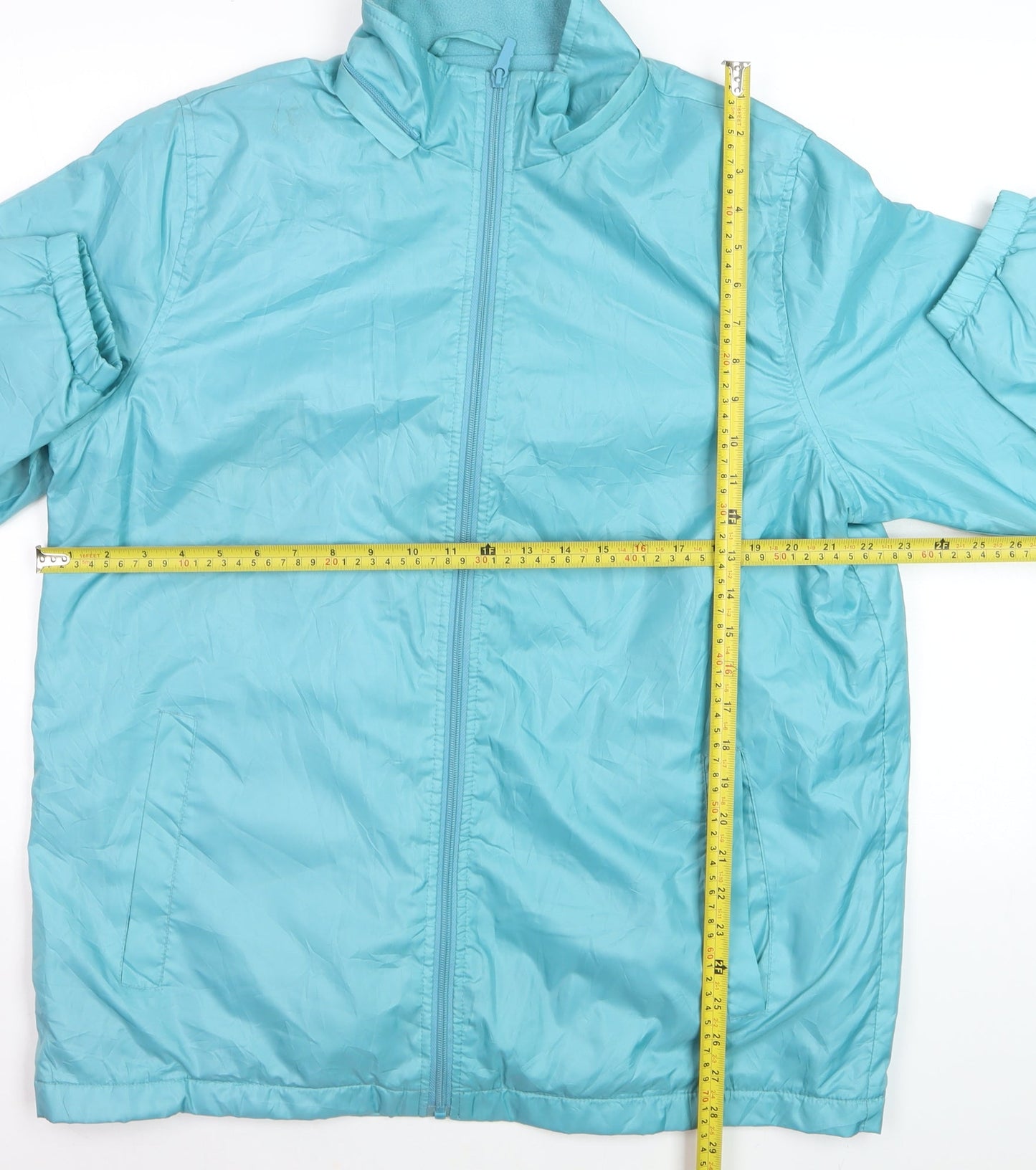Totes Womens Blue Water Resistant Full Zip Mid-Length Jacket Size M