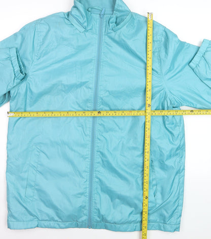 Totes Womens Blue Water Resistant Full Zip Mid-Length Jacket Size M