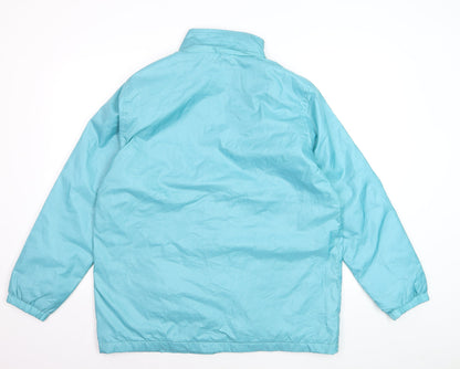 Totes Womens Blue Water Resistant Full Zip Mid-Length Jacket Size M