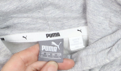 Puma Men Grey Pullover Hoodie L Hooded Sweatshirt Graphic Logo