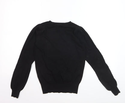 Oasis Women's Black XS Heart Cutout Crew Neck Knit Jumper