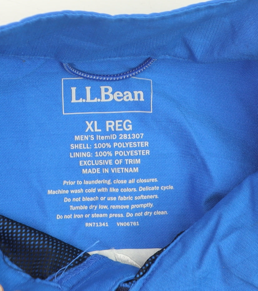 L.L.Bean Men's Blue XL Windbreaker Jacket Polyester Zip Outdoor