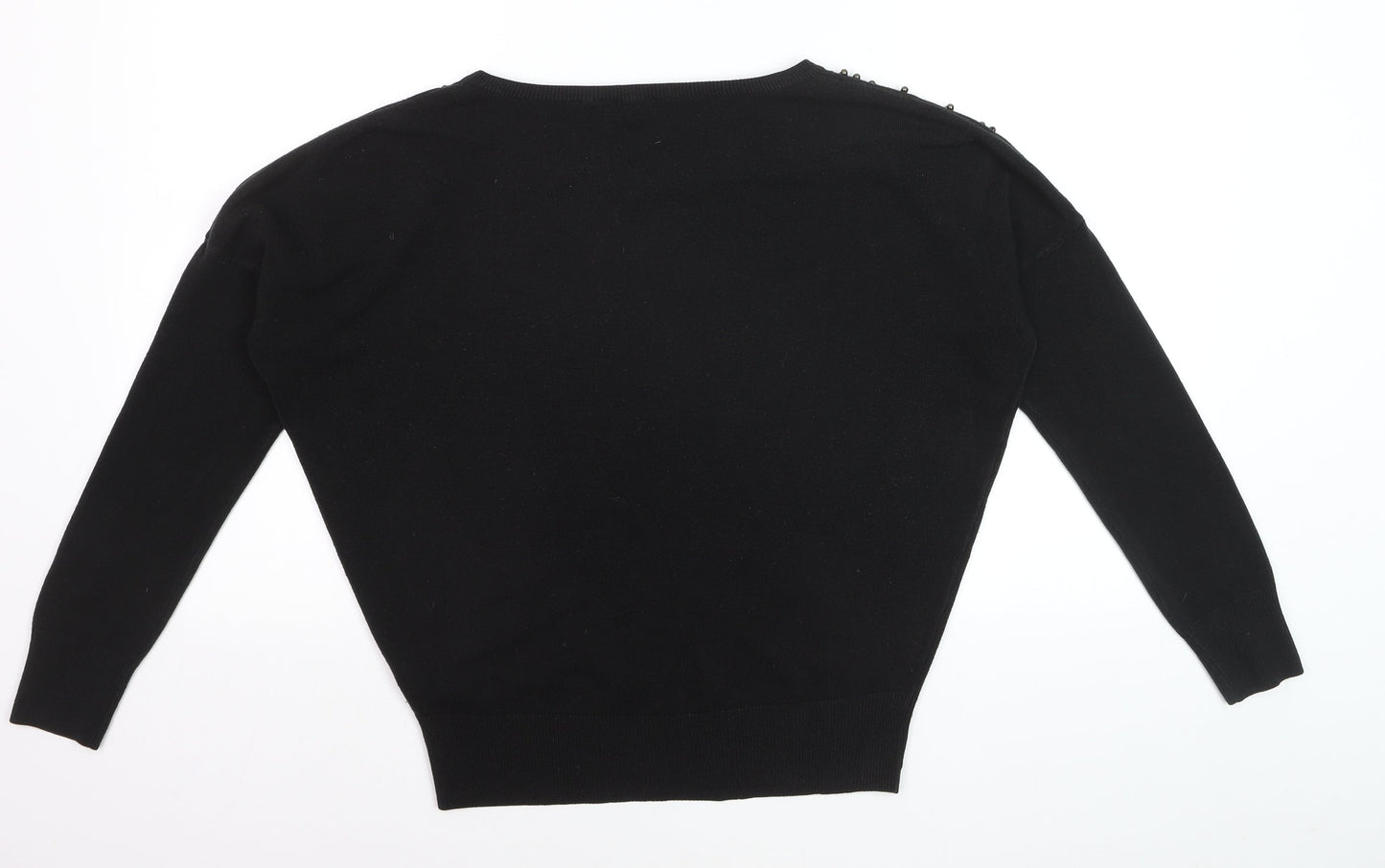 Dorothy Perkins Women's Black Beaded Crew Neck Jumper Size 10