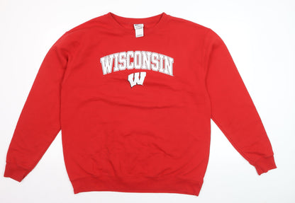 Pro Edge Men’s Red Wisconsin Logo Pullover Jumper Size L
