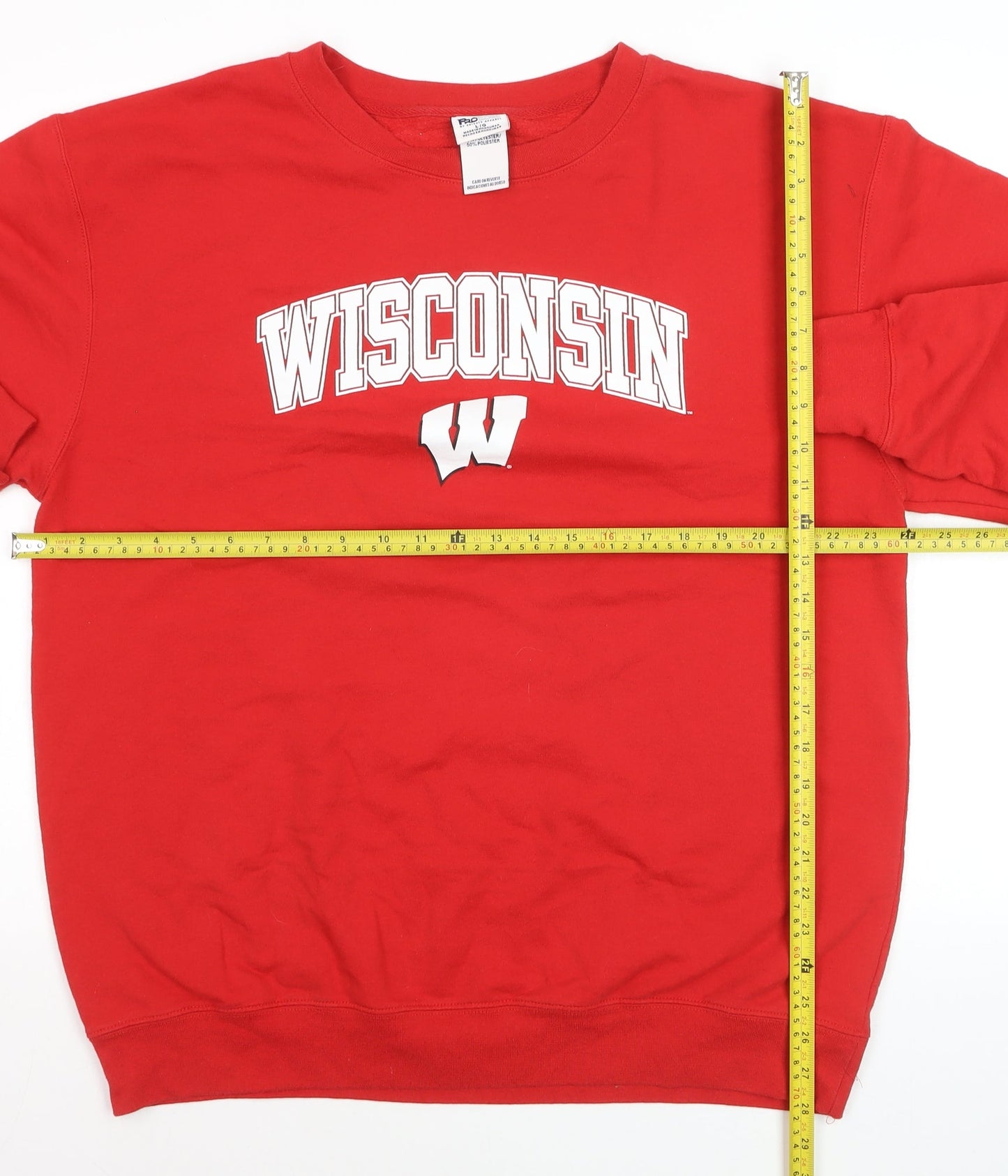 Pro Edge Men’s Red Wisconsin Logo Pullover Jumper Size L