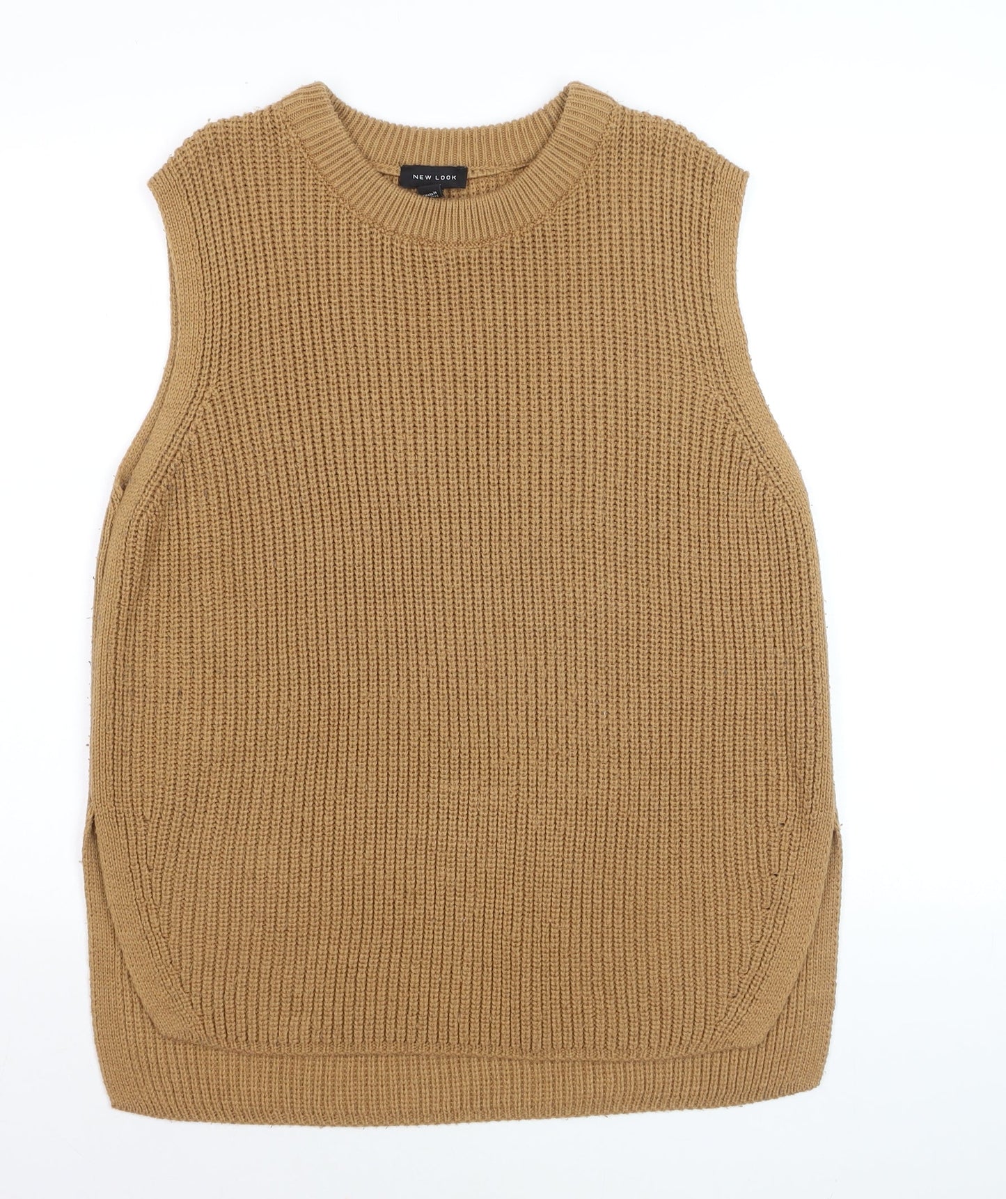 New Look Women Beige Knit Sleeveless Vest Jumper Size M