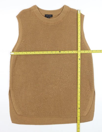 New Look Women Beige Knit Sleeveless Vest Jumper Size M