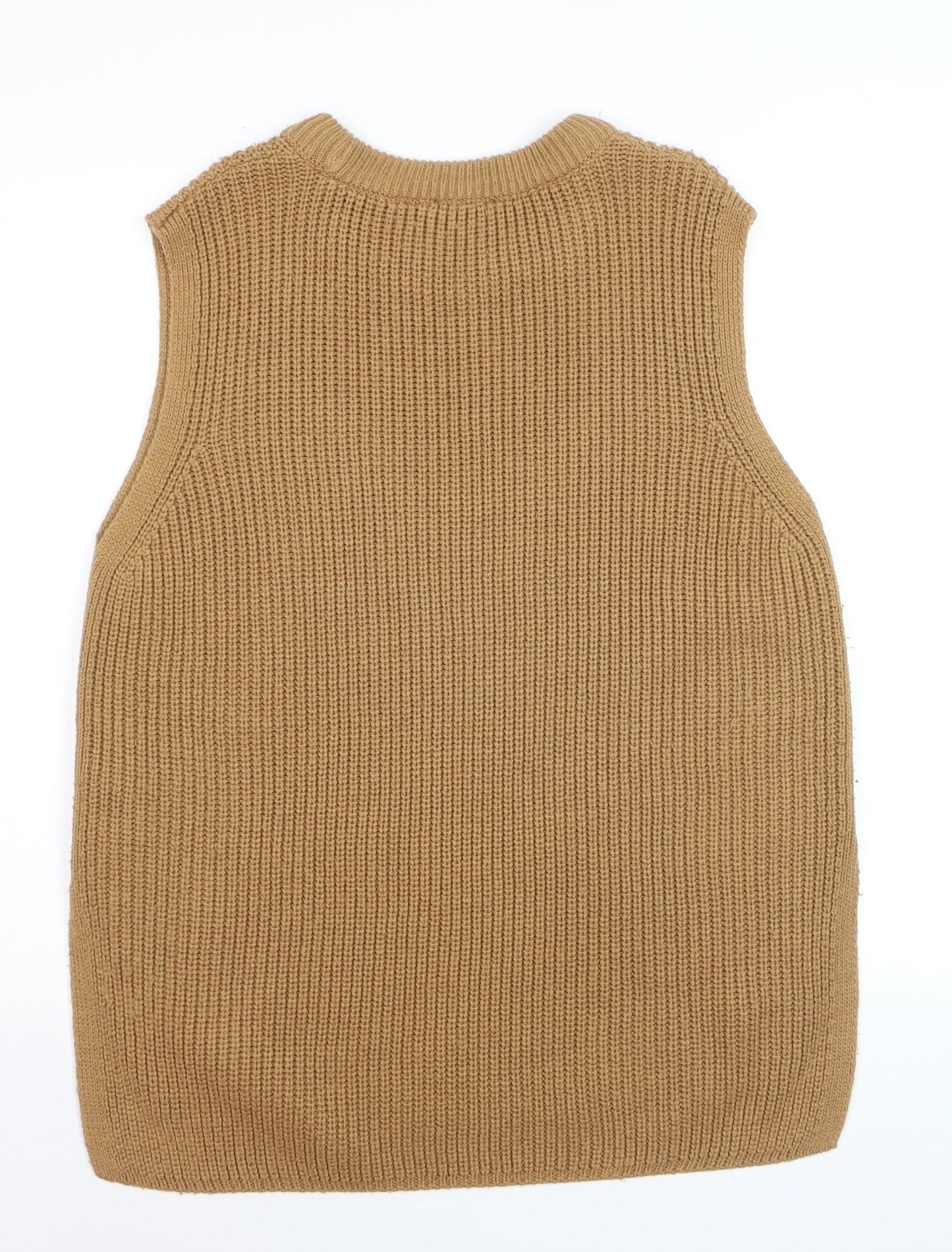 New Look Women Beige Knit Sleeveless Vest Jumper Size M