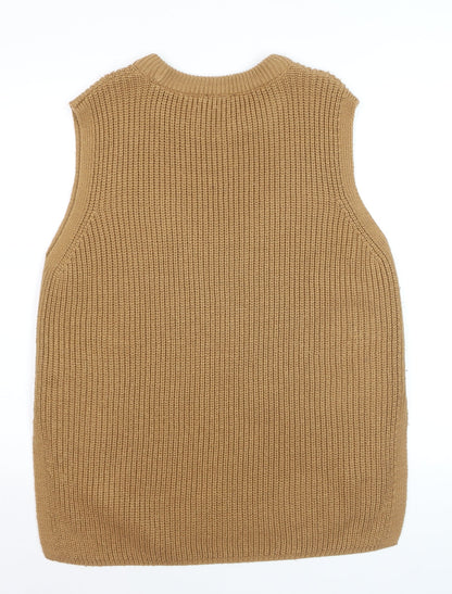New Look Women Beige Knit Sleeveless Vest Jumper Size M