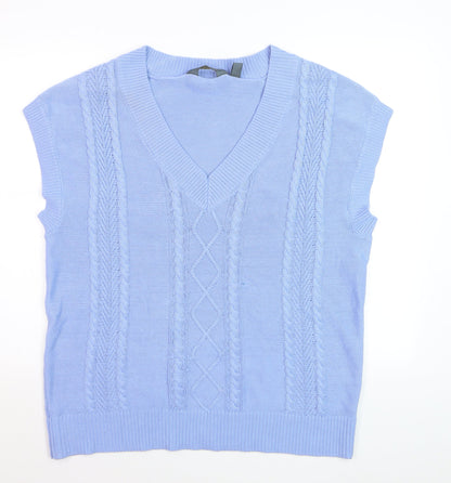 Ruth Langsford Women's Blue V-Neck Cable Knit Sleeveless Vest M