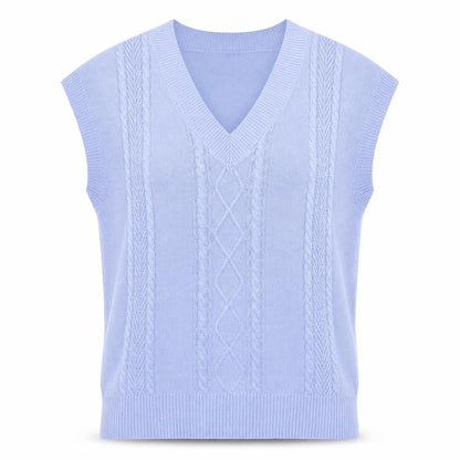 Ruth Langsford Women's Blue V-Neck Cable Knit Sleeveless Vest M