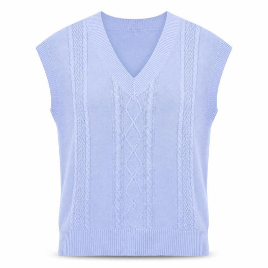 Ruth Langsford Women's Blue V-Neck Cable Knit Sleeveless Vest M
