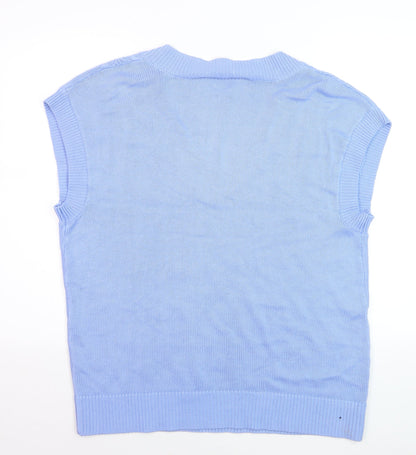 Ruth Langsford Women's Blue V-Neck Cable Knit Sleeveless Vest M