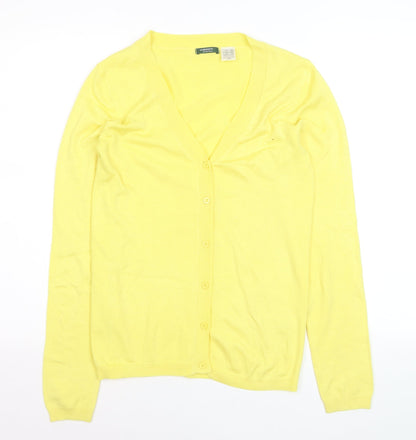 La Redoute Women Yellow Acrylic Blend V-Neck Cardigan Size 10-12