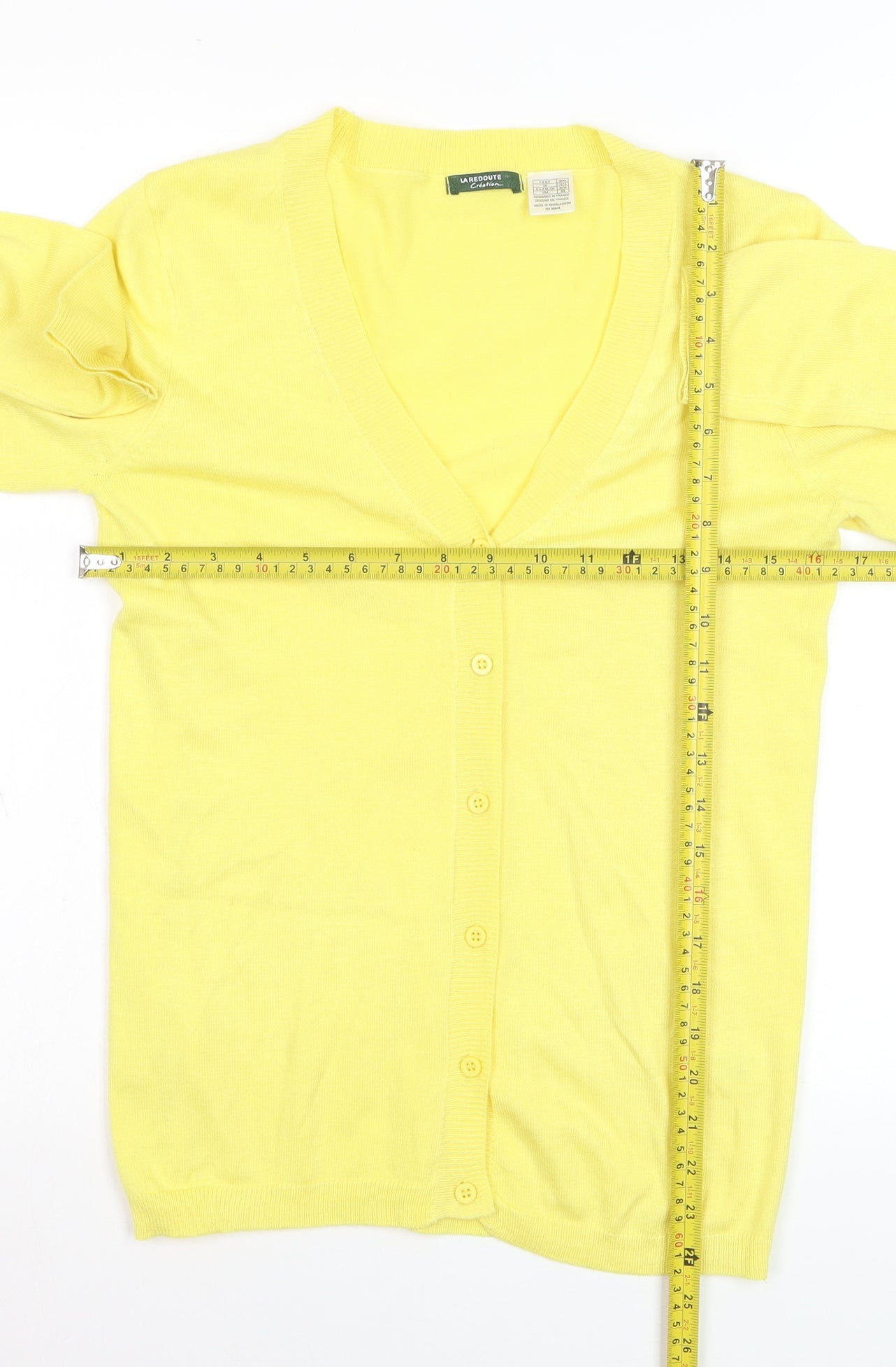 La Redoute Women Yellow Acrylic Blend V-Neck Cardigan Size 10-12