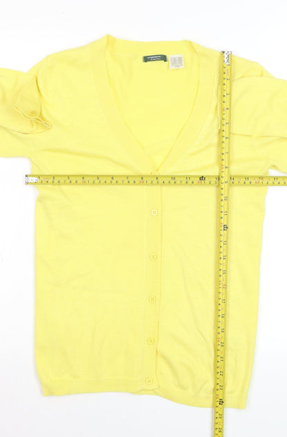 La Redoute Women Yellow Acrylic Blend V-Neck Cardigan Size 10-12