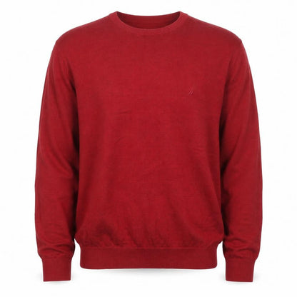 Nautica Men's Red Cotton Crew Neck Pullover Jumper Size L