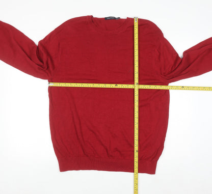 Nautica Men's Red Cotton Crew Neck Pullover Jumper Size L