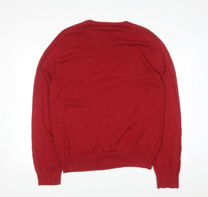 Nautica Men's Red Cotton Crew Neck Pullover Jumper Size L