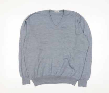 Gran Sasso Men’s Grey Wool V-Neck Pullover Jumper Size L