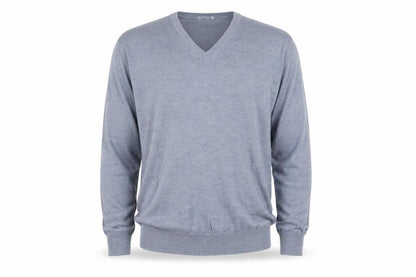Gran Sasso Men’s Grey Wool V-Neck Pullover Jumper Size L