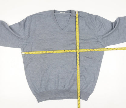 Gran Sasso Men’s Grey Wool V-Neck Pullover Jumper Size L