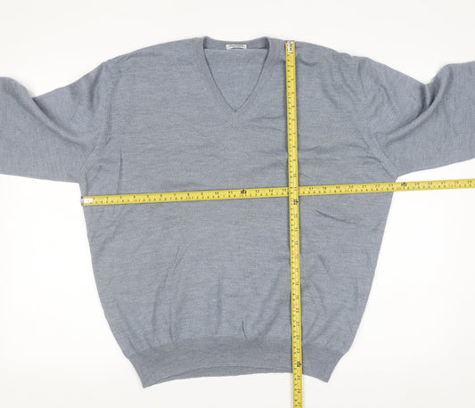 Gran Sasso Men’s Grey Wool V-Neck Pullover Jumper Size L