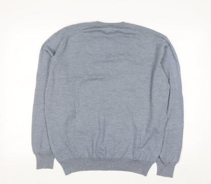 Gran Sasso Men’s Grey Wool V-Neck Pullover Jumper Size L