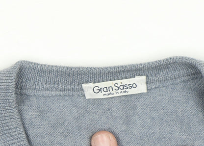 Gran Sasso Men’s Grey Wool V-Neck Pullover Jumper Size L