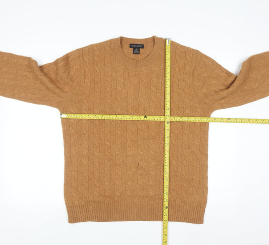 Banana Republic Men's Beige Cable-Knit Wool Angora Cashmere Jumper M