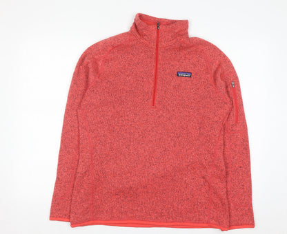 Patagonia Womens Red 1/4 Zip Fleece Sweatshirt Size L