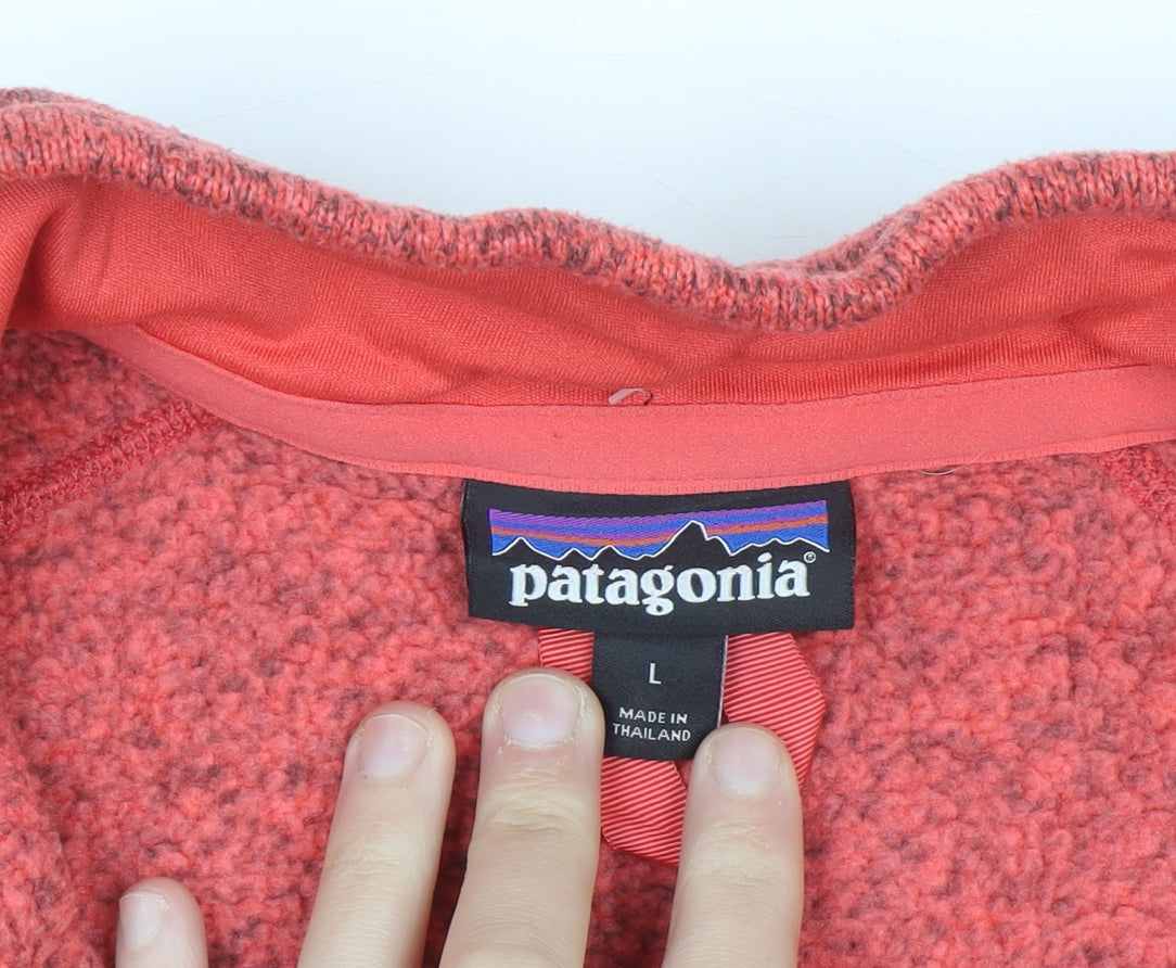 Patagonia Womens Red 1/4 Zip Fleece Sweatshirt Size L