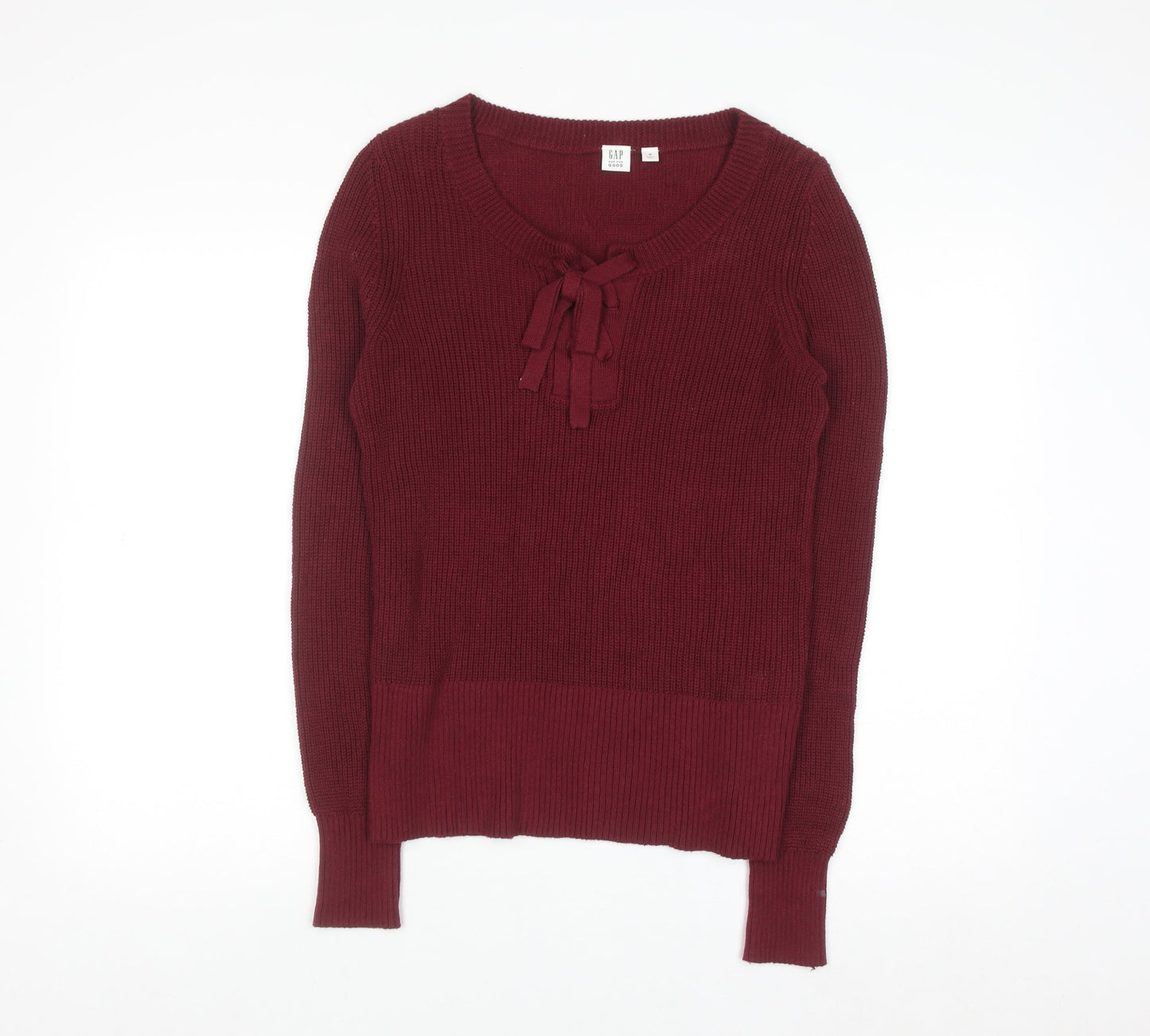 GAP Women’s Red Cotton Knit Bow Pullover Jumper M