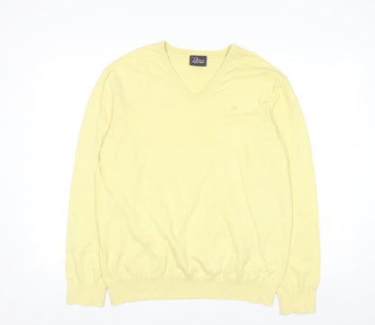 Peak Performance Men's Yellow V-Neck Cotton Knit Jumper XL