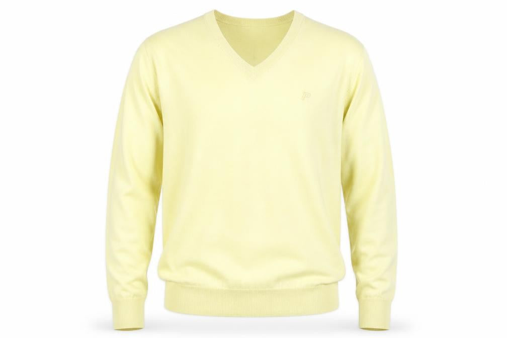 Peak Performance Men's Yellow V-Neck Cotton Knit Jumper XL
