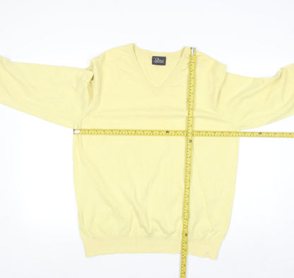 Peak Performance Men's Yellow V-Neck Cotton Knit Jumper XL