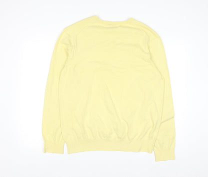 Peak Performance Men's Yellow V-Neck Cotton Knit Jumper XL
