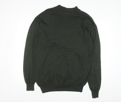 Giorgio Sappini Men's Green 2XL Mock Neck Cotton Jumper
