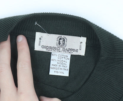 Giorgio Sappini Men's Green 2XL Mock Neck Cotton Jumper