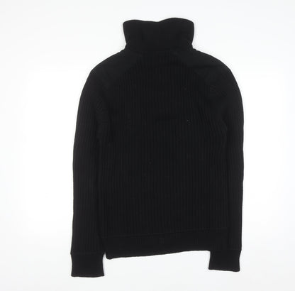 River Island Men’s Black Cotton Ribbed Henley Jumper Medium