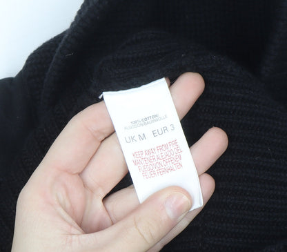 River Island Men’s Black Cotton Ribbed Henley Jumper Medium