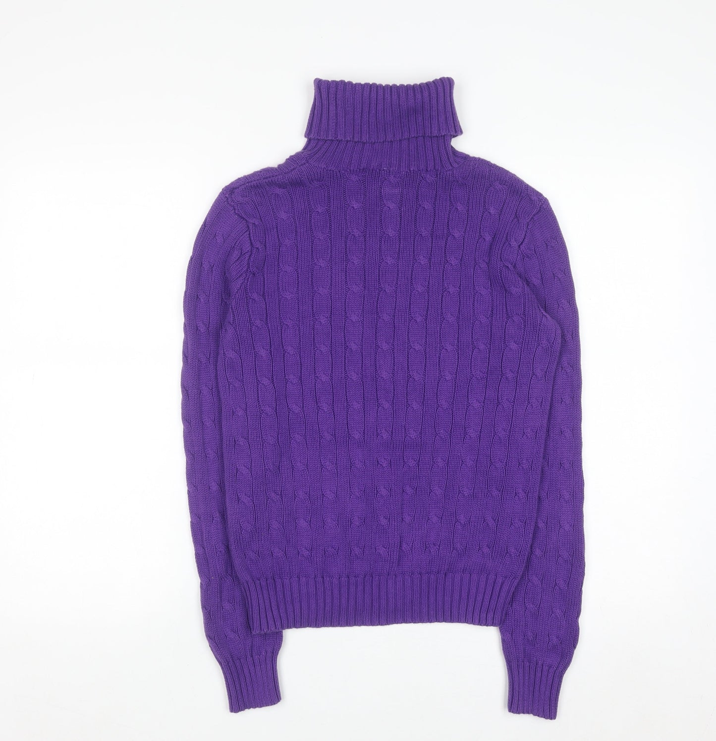 Ralph Lauren Sport Women’s Purple Cable-Knit Roll Neck Jumper M