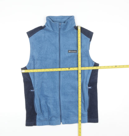 Columbia Men Blue Fleece Bodywarmer Waistcoat M Outdoor Hiking Zip Vest