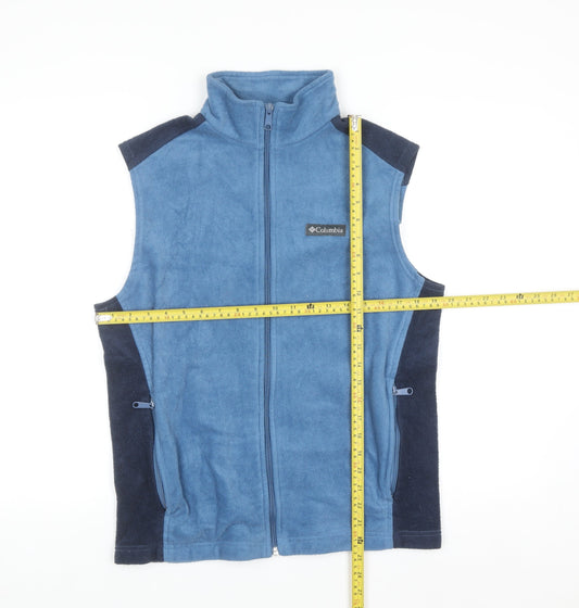 Columbia Men Blue Fleece Bodywarmer Waistcoat M Outdoor Hiking Zip Vest