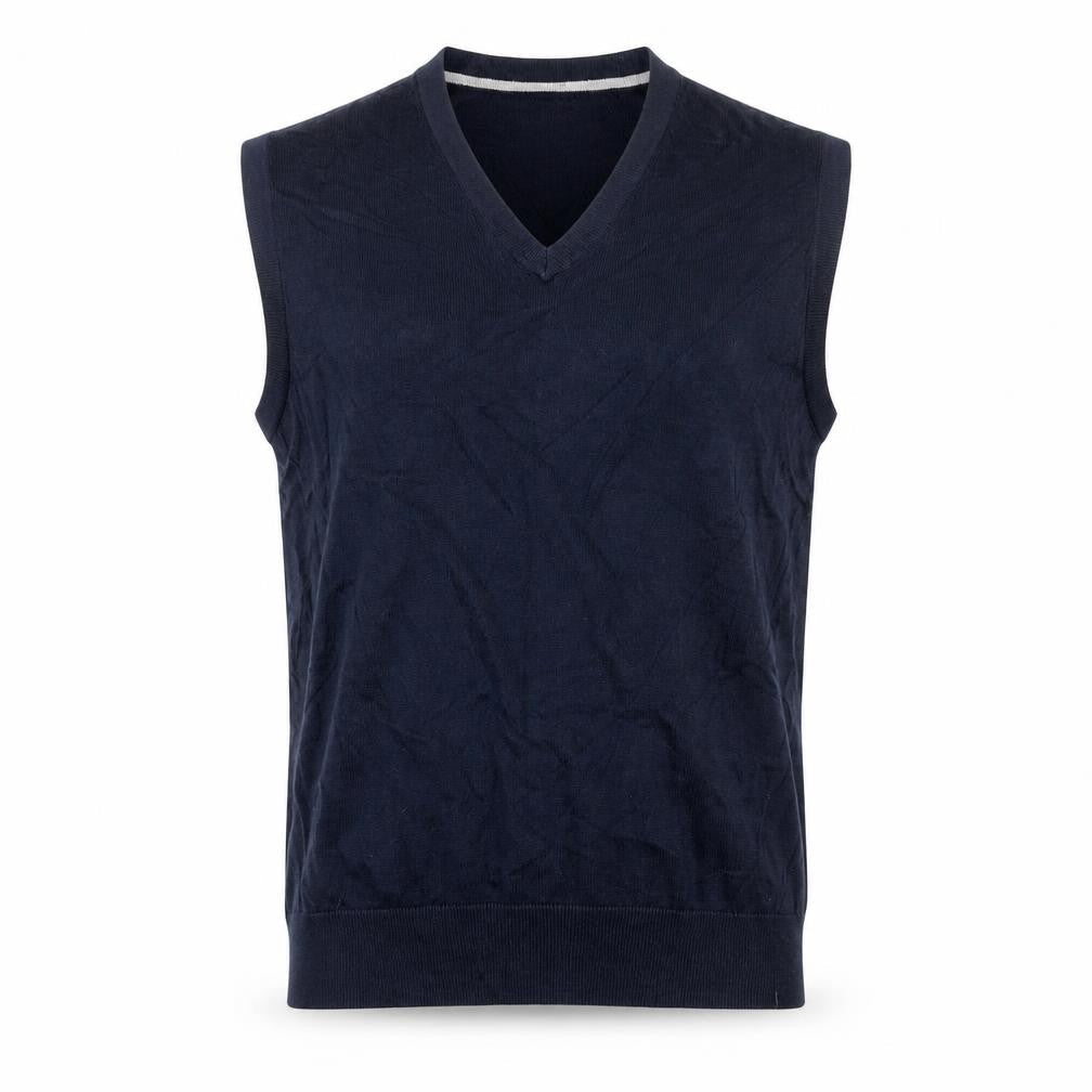 Lands' End Men's Blue Cotton V-Neck Sleeveless Vest L