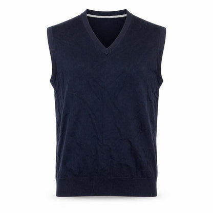 Lands' End Men's Blue Cotton V-Neck Sleeveless Vest L