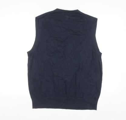 Lands' End Men's Blue Cotton V-Neck Sleeveless Vest L