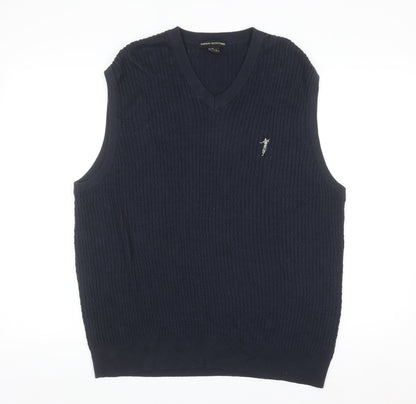Fairway Outfitters Men's Blue Cotton V-Neck Golf Vest Jumper M