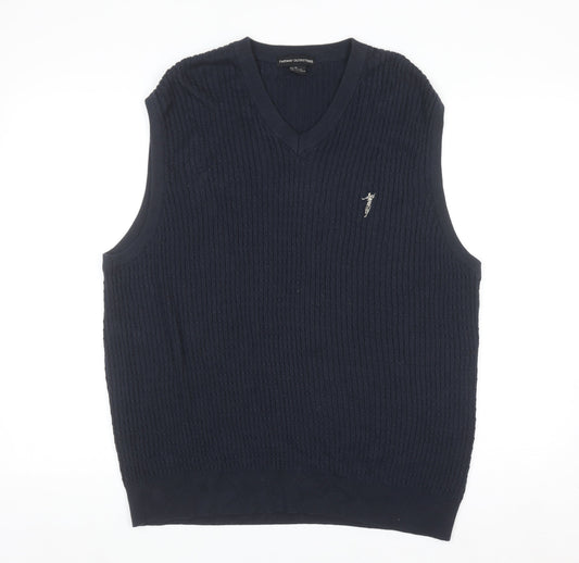 Fairway Outfitters Men's Blue Cotton V-Neck Golf Vest Jumper M