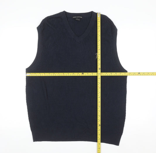 Fairway Outfitters Men's Blue Cotton V-Neck Golf Vest Jumper M